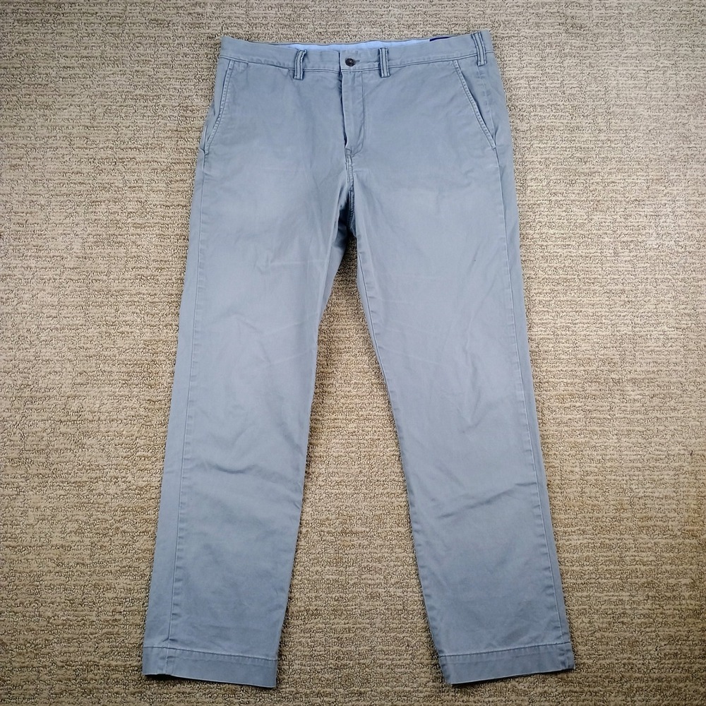 Polo Ralph Lauren Chino Pants Mens 36x32 Gray Stretch Straight Fit Preppy